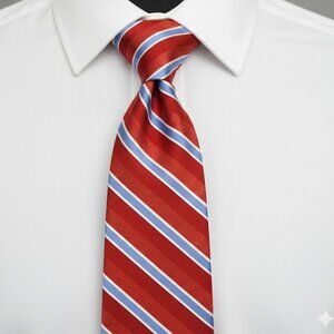 Marshall Field's Silk Tie Striped Repp Regimental Burt Orange Navy Blue